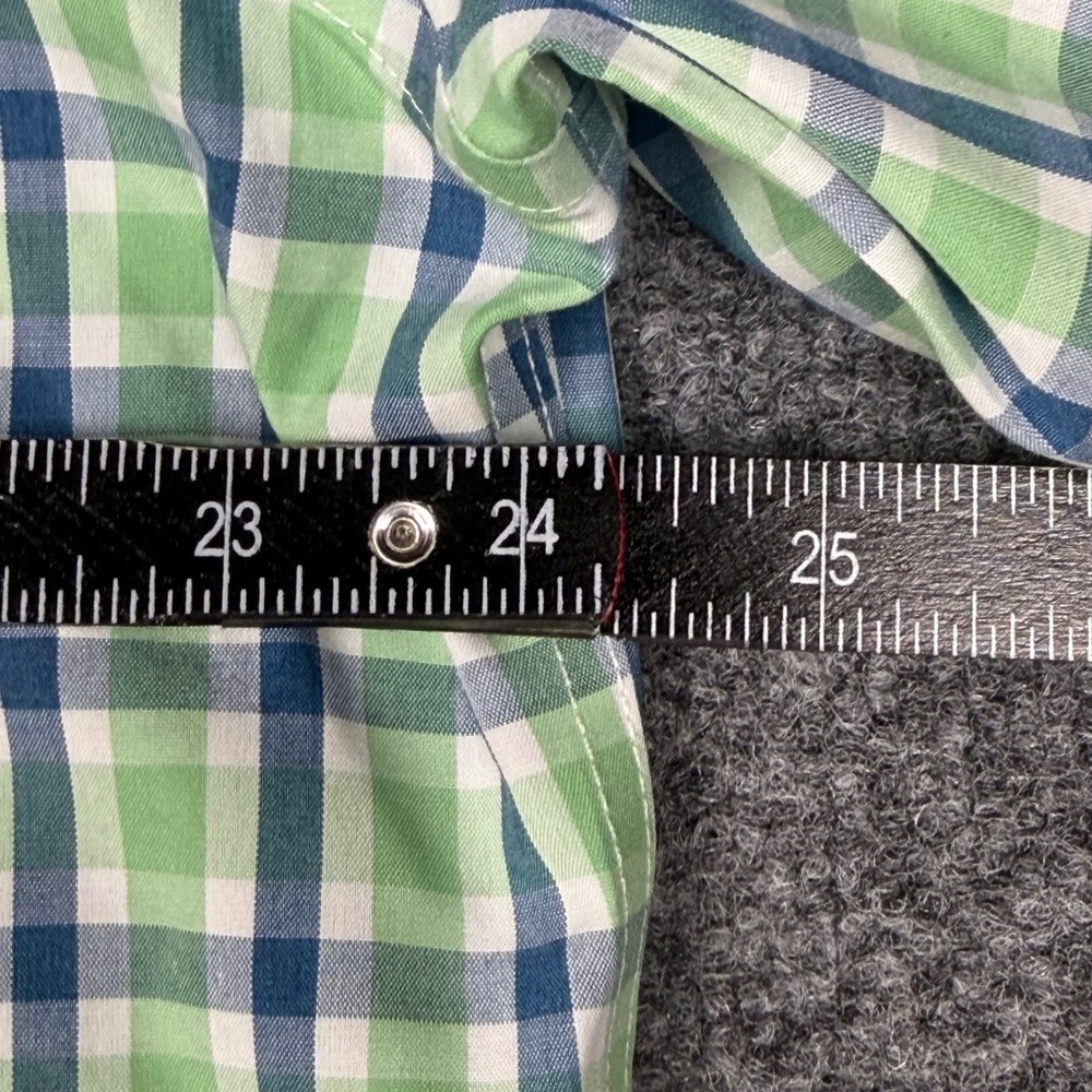 L.L.Bean Mens Large Green Blue Plaid Wrinkle Resistant Button Down Shirt - Picture 4 of 7